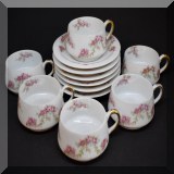 P80. 12 Piece rose pattern Bavarian china tea cups set. Some cracks. - $24 